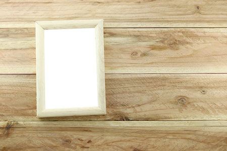 Vintage Photo frame on wooden background and you can input picture or data and text to empty space.の写真素材