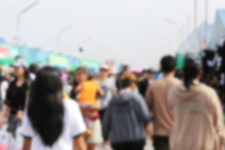 Blurred people shopping in the market for design background.の写真素材
