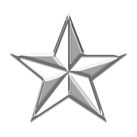 Star of Aluminum texture isolated on white background.の写真素材