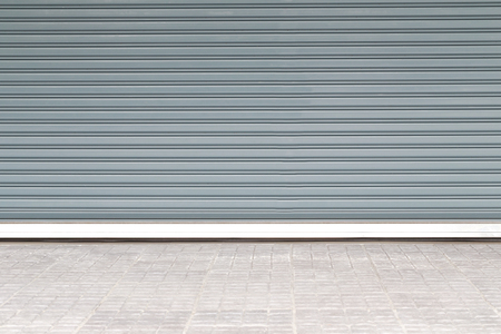 Sliding steel door of parking building.の写真素材