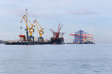 Deep sea port at sea in Chonburi, Thailand.