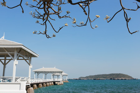 Asadang Bridge of Koh Si Chang important places and popular tourist destinations in Chonburi province,Thailand.の写真素材