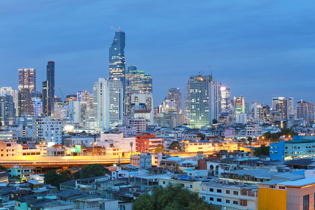 View of Bangkok at twilight time in cityscape,capital of Thailand and the center of ASEAN.