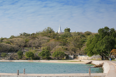 Pagoda of Wat Asathangnimit on the mountain of Koh Si Chang,Religious and popular places to travel in Chonburi province,Thailand.の写真素材