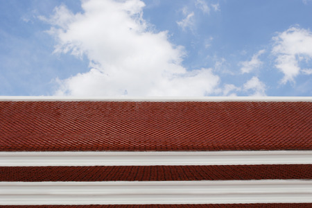 roof of the Thai temple decorated by Buddhist scriptures.の写真素材