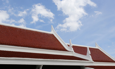 roof of the Thai temple decorated by Buddhist scriptures.の写真素材
