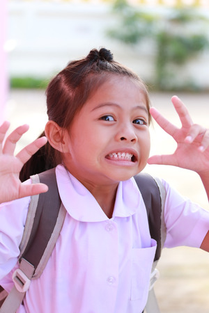 Asian girls in school uniform are Shocking in concept of health and imagination.の写真素材
