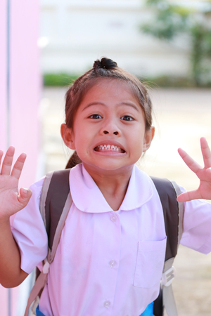 Asian girls in school uniform are Shocking in concept of health and imagination.の写真素材