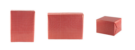 Red gift box isolated on white background and have clipping paths.