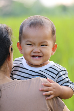 Relationship of mother and son in concept of family love.の写真素材