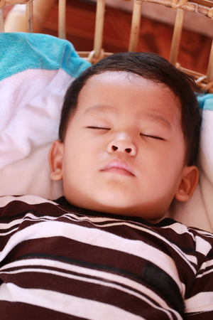 Asian child boys about two years old Sleeping in bed,concept of health Happiness and Growth.のeditorial素材