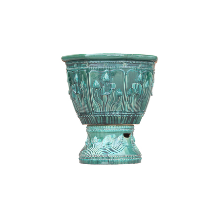 Green flower pot isolated on white background and have clipping paths.の写真素材
