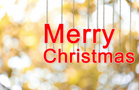 Merry Christmas text on gold bokeh background for design in your work.の写真素材