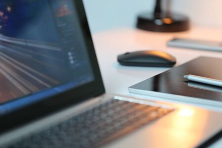 Focus in Design Pen on working desk for concept of work design and have copy space.の写真素材