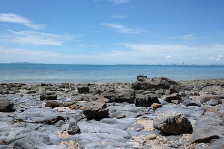 Coast of sea and blue sky on daytime,Tropical sea in Thailand.の写真素材