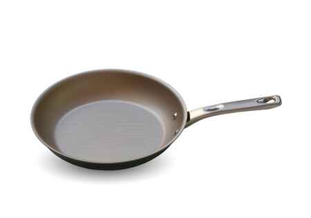 Pan or metal frying pan isolated on white background and have clipping paths for convenient and quick use.の写真素材