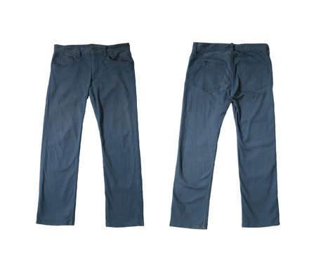 Fashion pants of wearable,Front and back jeans isolated on white backgroundの写真素材