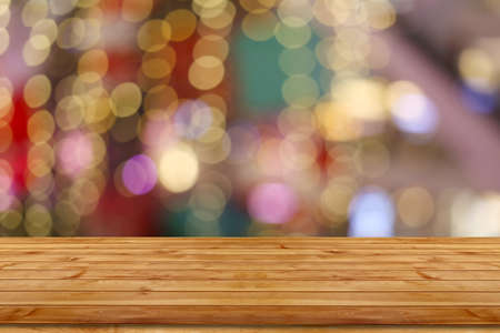 Empty wooden table top for Christmas and New Year decoration.の写真素材