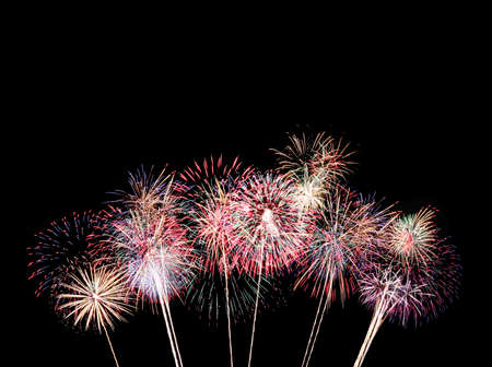 Colorful fireworks on black background,fireworks festival in new year concept.の写真素材
