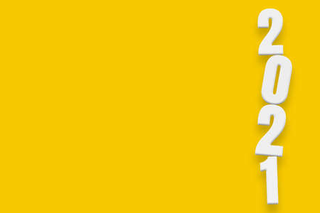 2021 text on the yellow background for design in your work Christmas and New Year.