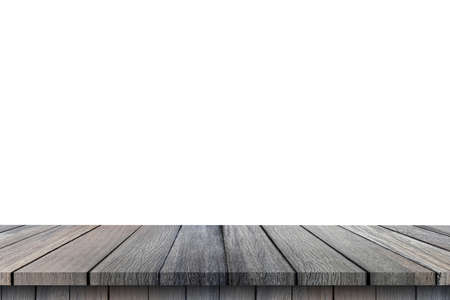 Wooden floor of table isolated on white background.