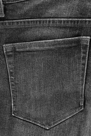 Rear pocket of black jeans background for design in your work.の写真素材
