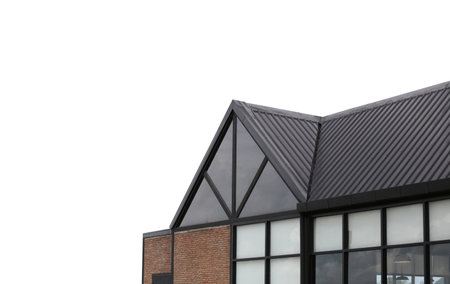 Modern house roof isolated on white background and have clipping paths.の写真素材