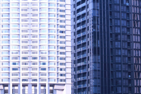 Tall building background, Side of the building with blue tones for design in your work backdrop...