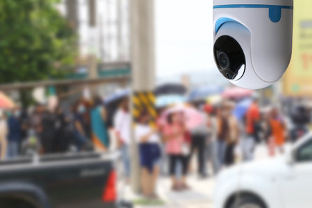 CCTV in places where crowds gather for check the security.