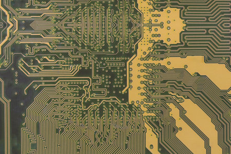 Yellow Mainboard panel for design in your work Technology background concept.