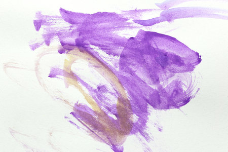 A vibrant abstract artwork featuring dynamic purple brush strokes on a clean white background, evoking creativity and modern artistic expression.の写真素材