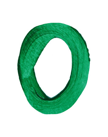 Artistic green numeral Zero showcasing a smooth texture and vibrant color with isolated on white background and have clipping paths, perfect for creative projects, and educational concepts.の写真素材