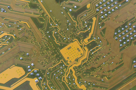 Yellow Mainboard panel for design in your work Technology background concept.