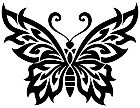 Tribal Tattoo Butterfly.Vector illustration ready for vinyl cutting.のイラスト素材