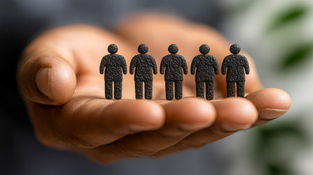 Helping hands protect a group of people. Teamwork and support concept care community collaborationの素材