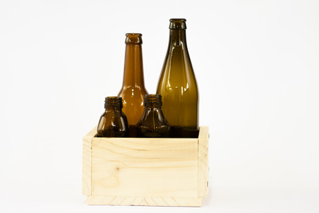 bottle in wooden boxの写真素材