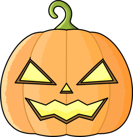 Illustration of a Halloween Pumpkin with a Smiling Face on a white Backgroundのイラスト素材