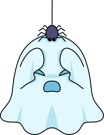 Cartoon Illustration of a Cute Mite Looking at a Spiderのイラスト素材