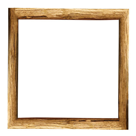 Empty wooden photo frame isolated on white backgroundの写真素材