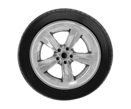 Car wheel isolated on white backgroundの写真素材