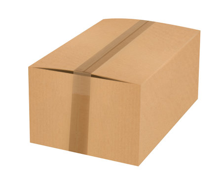 Cardboard box isolated on white backgroundの写真素材