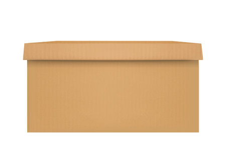 Cardboard box isolated on white backgroundの写真素材