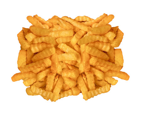 French fries potato isolated on white backgroundの写真素材