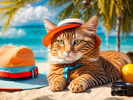Cute cat, vacation modeの素材