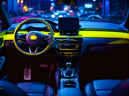 a car's vibrant and modern interiorの素材