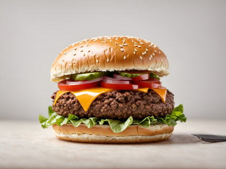Burger on a white backgroundの素材