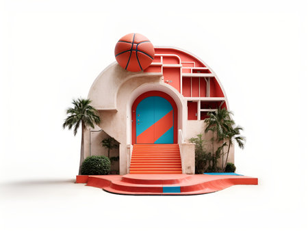 A sport-inspired studio with basketball-textured wallsの素材