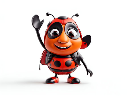 A cartoon ladybug character, showcasing a cheerful and adventurous spiritの素材