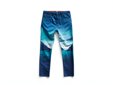 Blue stylish jeans , isolated on a white backgroundの素材