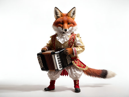 Folklore Fox playing an accordionの素材